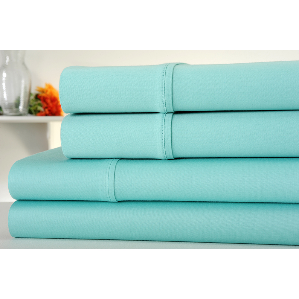 Kathy Ireland® 300-Thread Count Organic Cotton Percale Sheet Set - Queen - Aqua