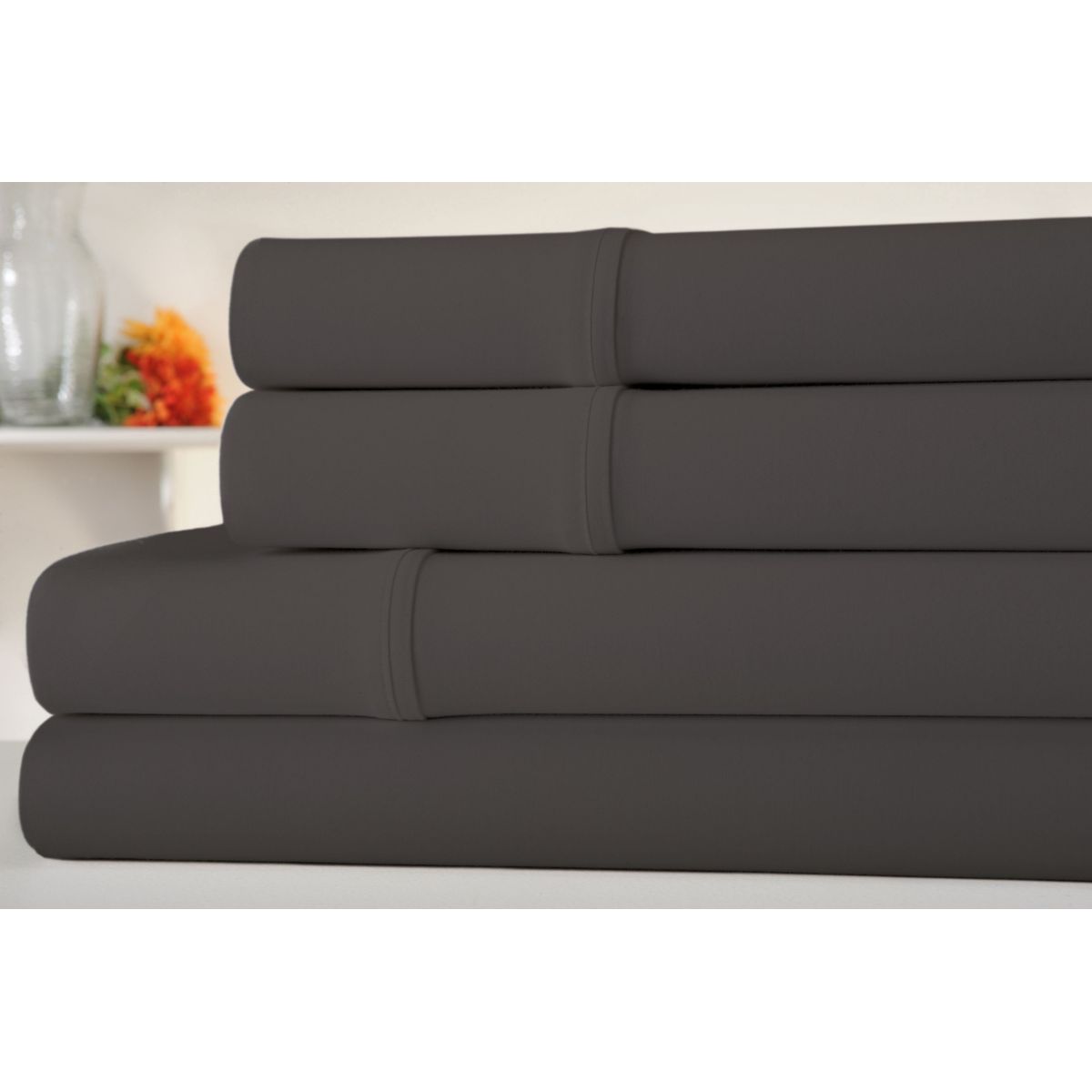 Kathy Ireland&reg; 300-Thread Count Organic Cotton Percale Sheet Set - King - Light Gray