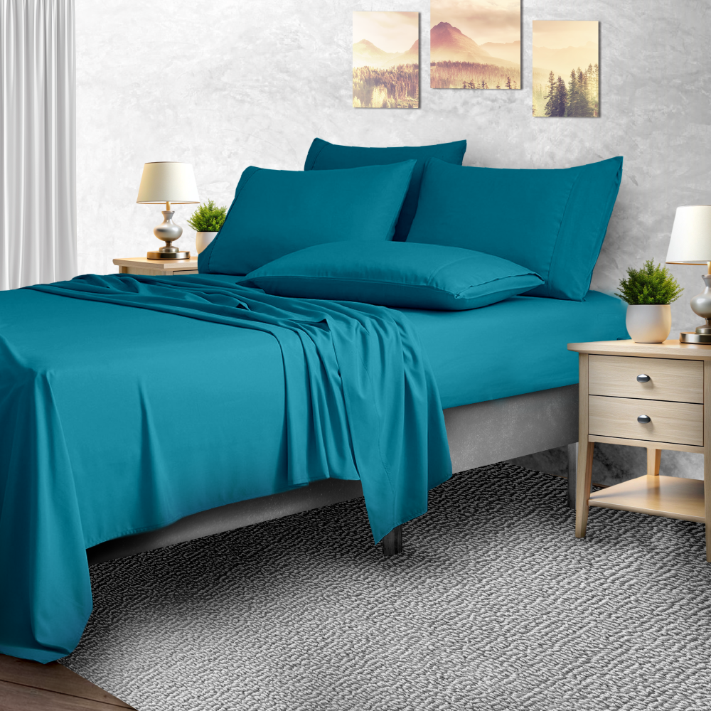 2,000-TC Bamboo Blend 6-Piece Sheet Set with Deep Pockets - California King - Teal