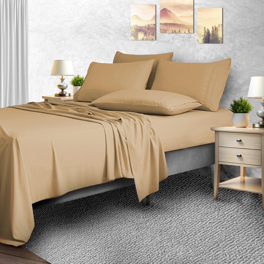 2,000-TC Bamboo Blend 6-Piece Sheet Set with Deep Pockets - Queen - Gold