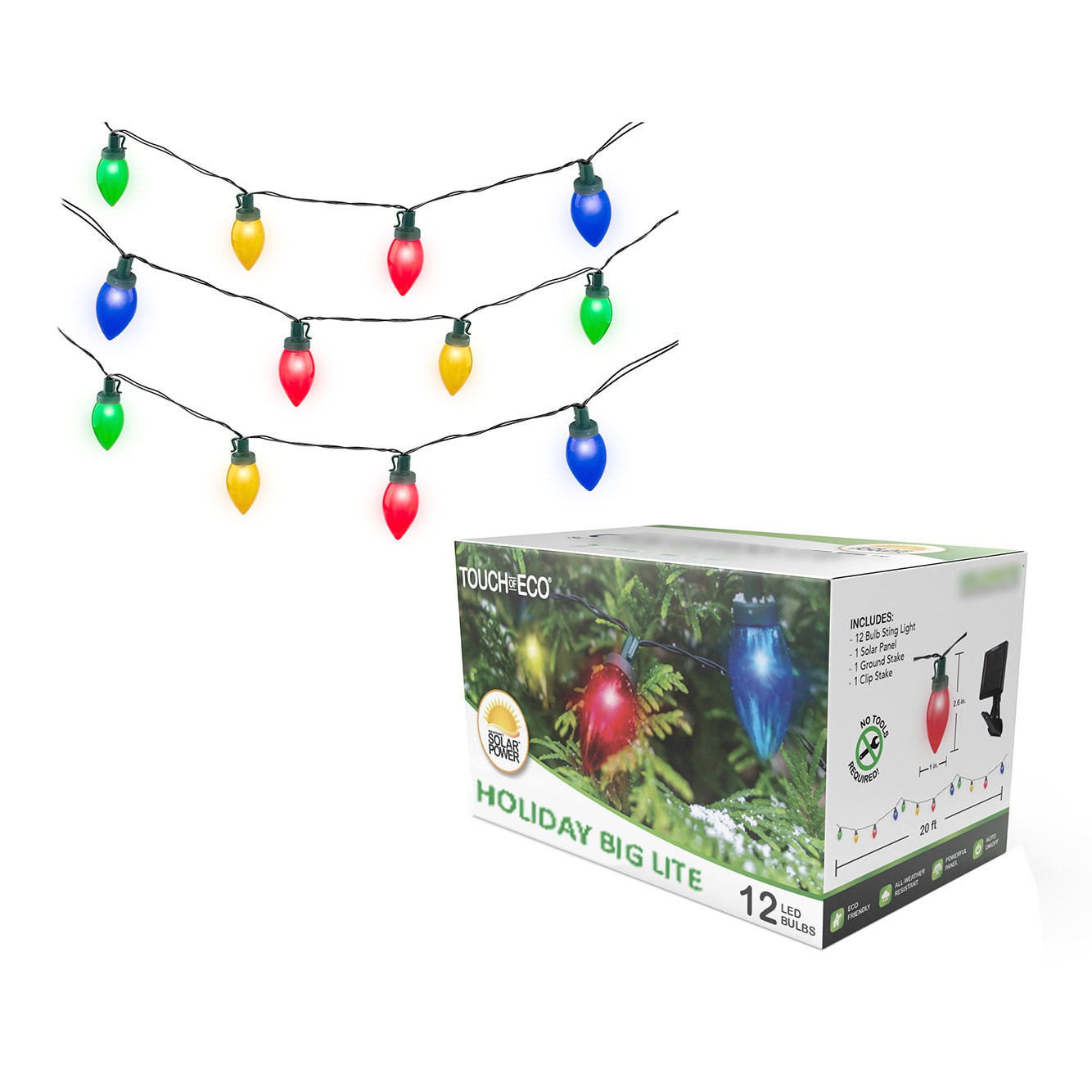 Solar Multicolor 12-LED Bulb String Light (1- to 4-Pack) - Celebrite 1-Pack
