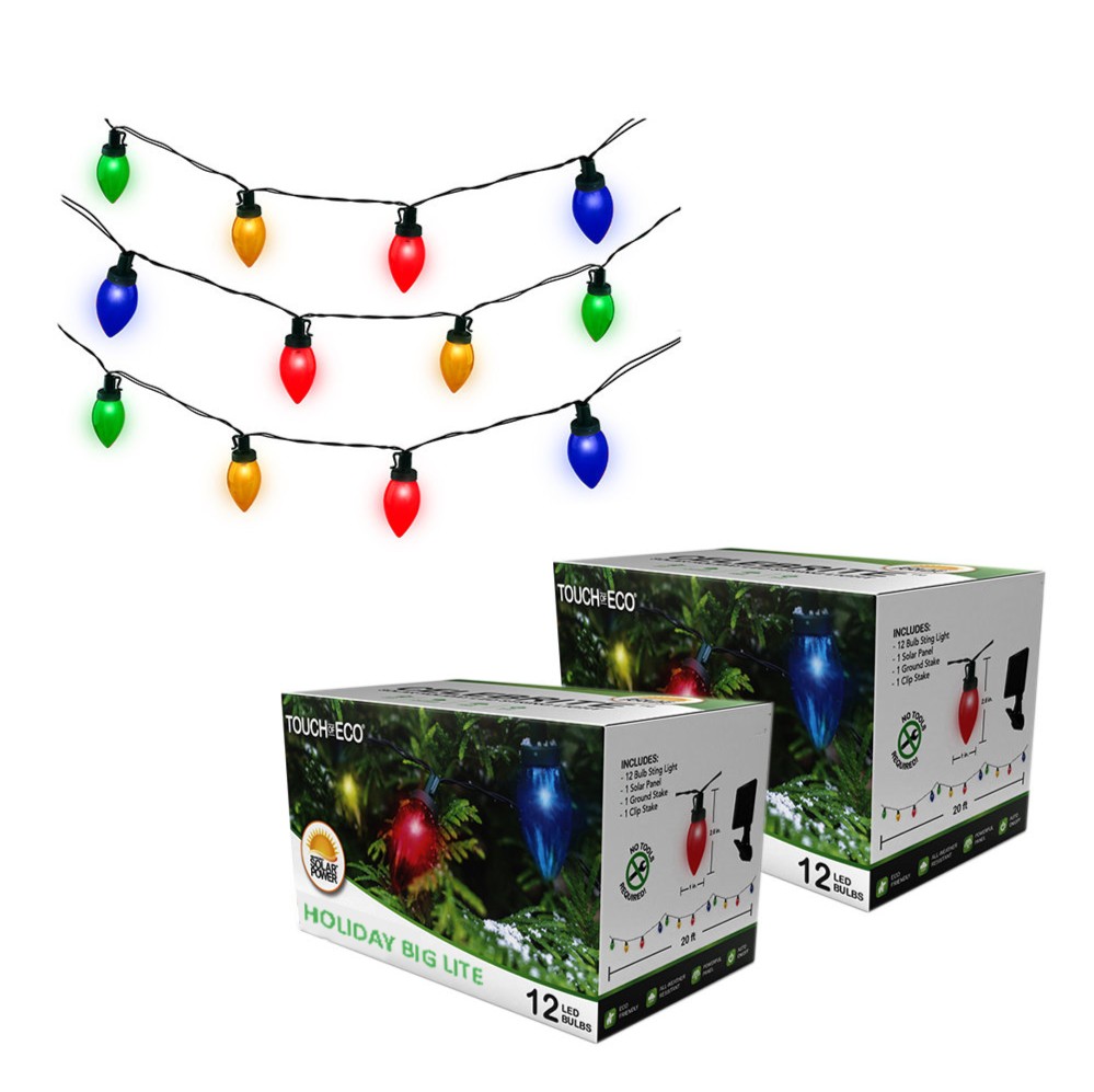 Solar Multicolor 12-LED Bulb String Light (1- to 4-Pack) - Celebrite - 2 Pack