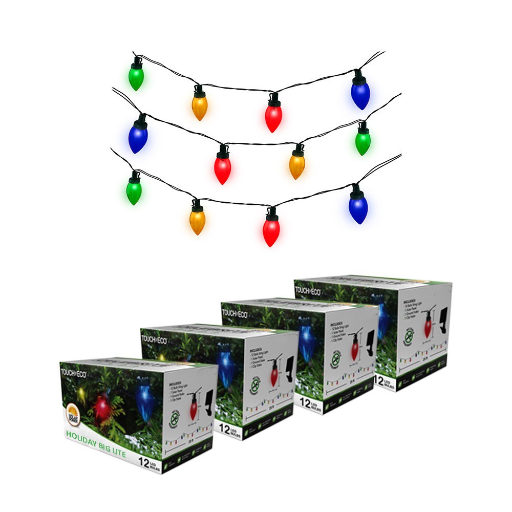 Solar Multicolor 12-LED Bulb String Light (1- to 4-Pack) - Celebrite - 4 Pack