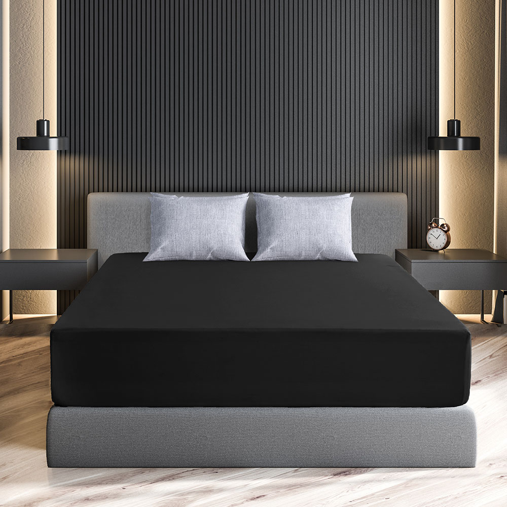 Premium Soft 16-Inch Deep Pocket Fitted Sheet - Queen-Black