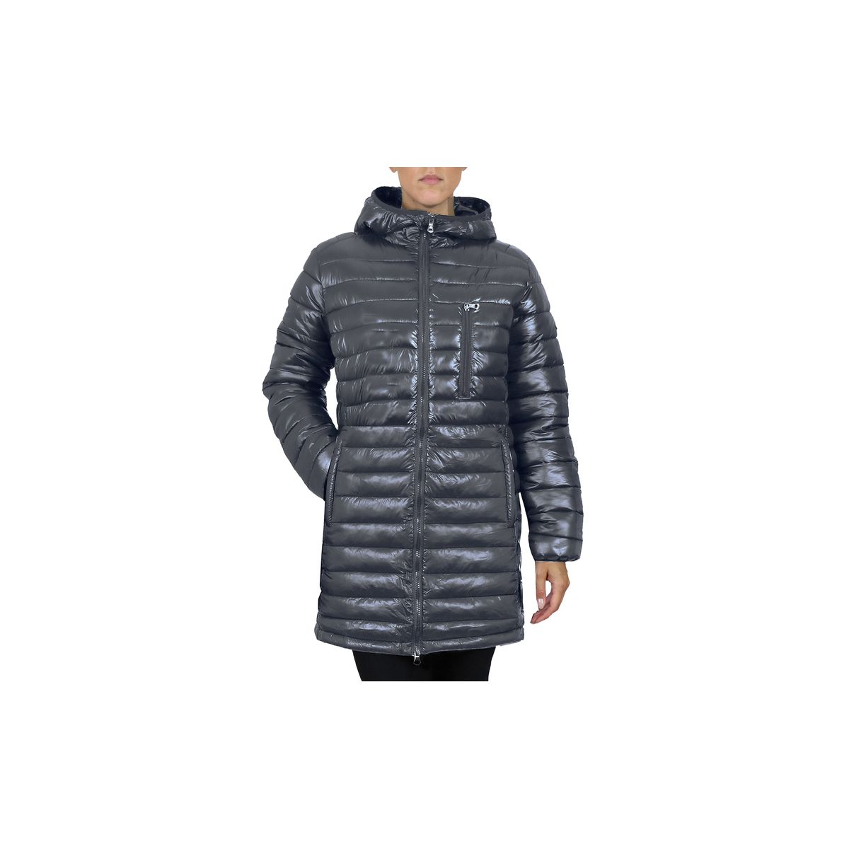 Women's Classic Long Puffer Jacket with Hood - SPL-4611-GM--L