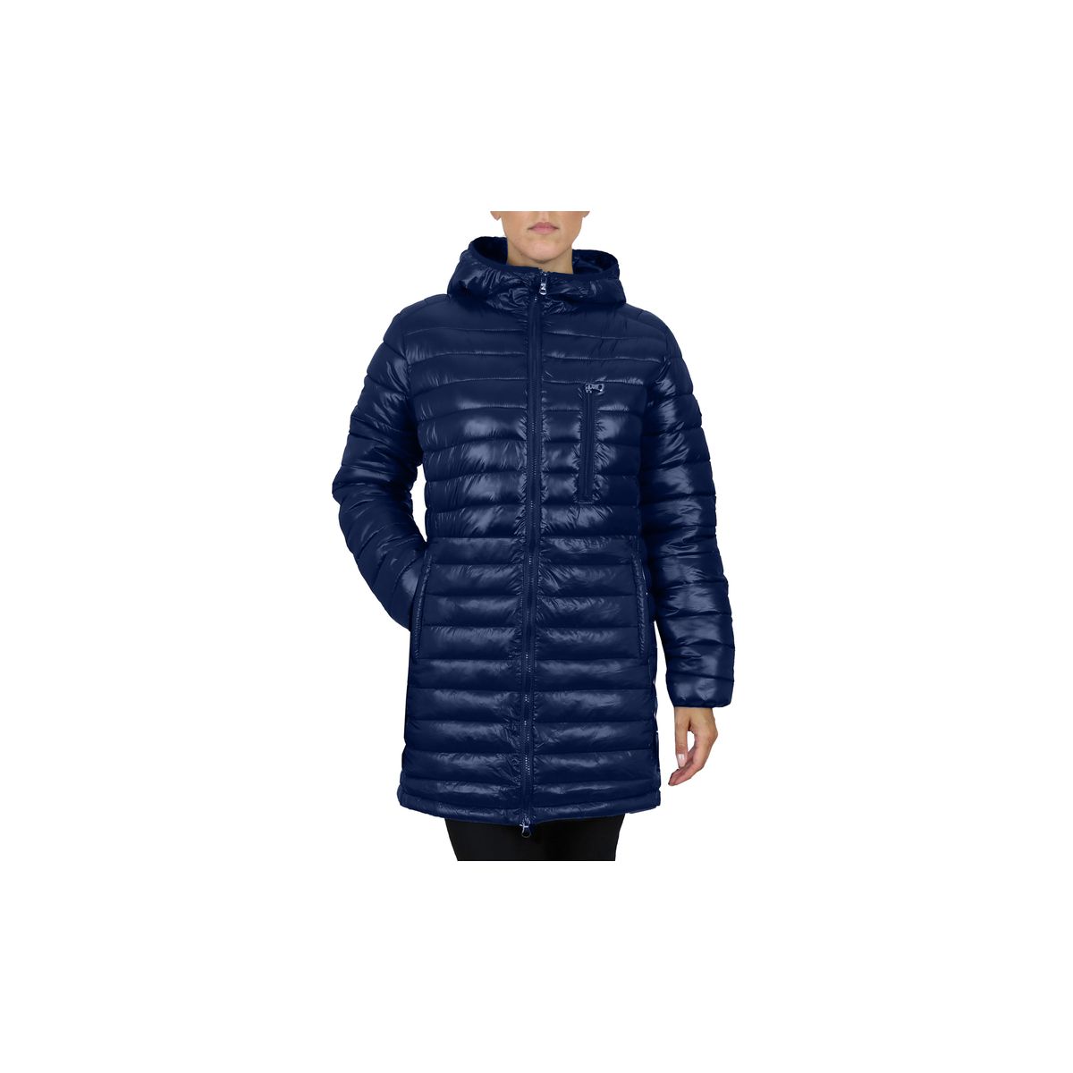 Women's Classic Long Puffer Jacket with Hood - SPL-4611-NV--L