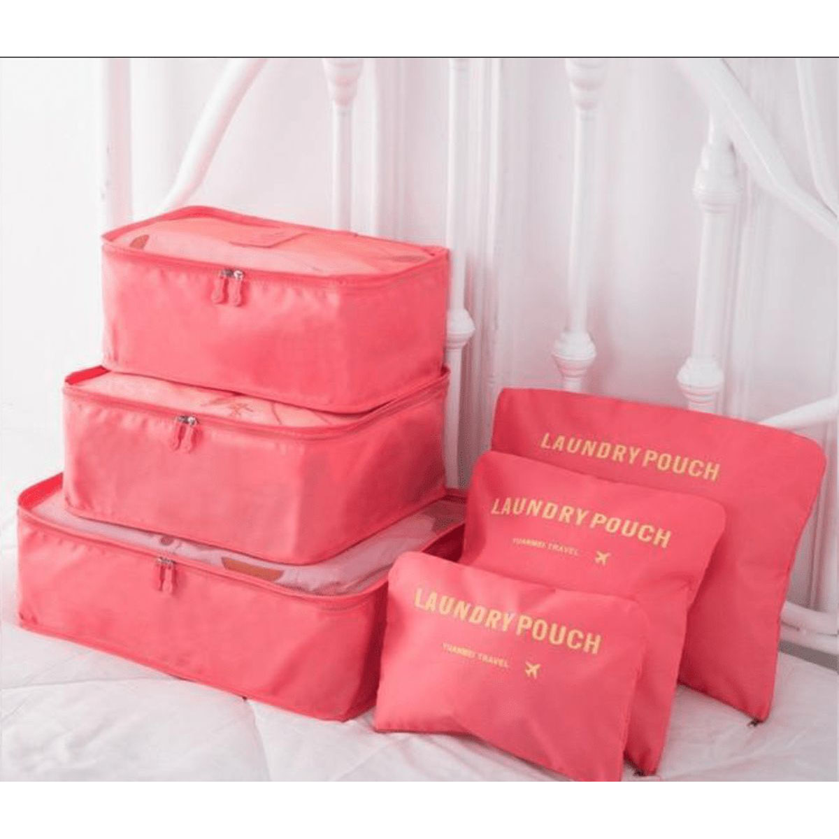 Travel Organizer Pouch Set (6-Piece) - Watermelon