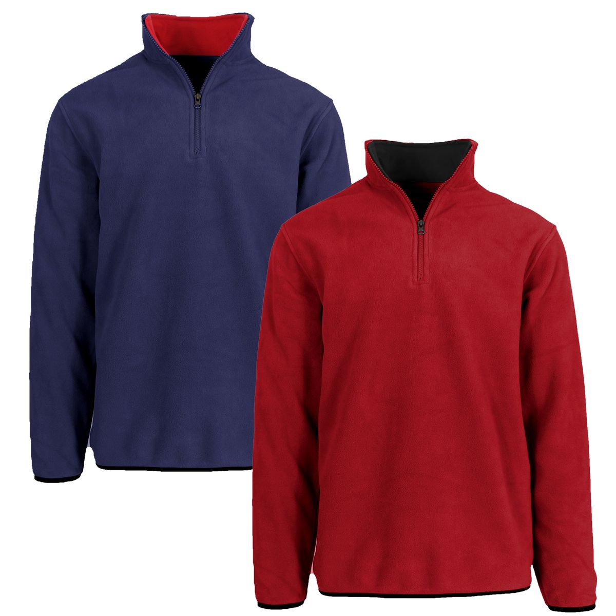 Men's Polar Fleece Quarter Zip Pullover (1- to 3-Pack) - MPF-222106 / NV-RD / XL