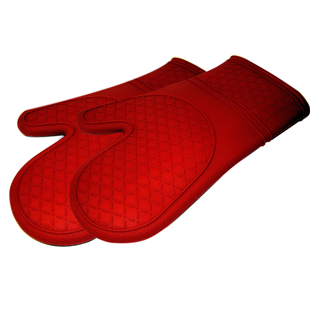 Le Chef&trade; Ultra-Flex Silicone Kitchen Oven Mitts (Set of 2) - Red Diamond