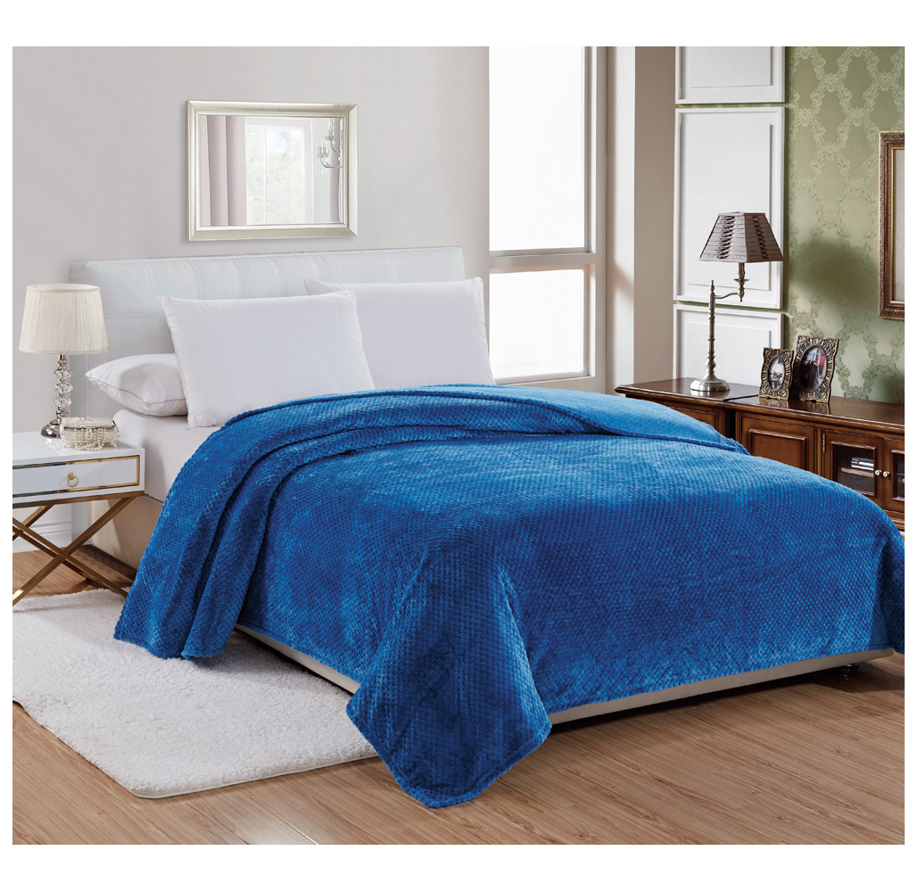 Noble House&trade; Popcorn Textured Microplush Blanket (4 Sizes) - Queen - Navy