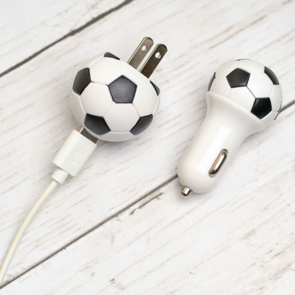 Soccer Ball USB & Car Charger Set (1- or 2-Pack) - Soccer Ball Charging Set 2-Pack