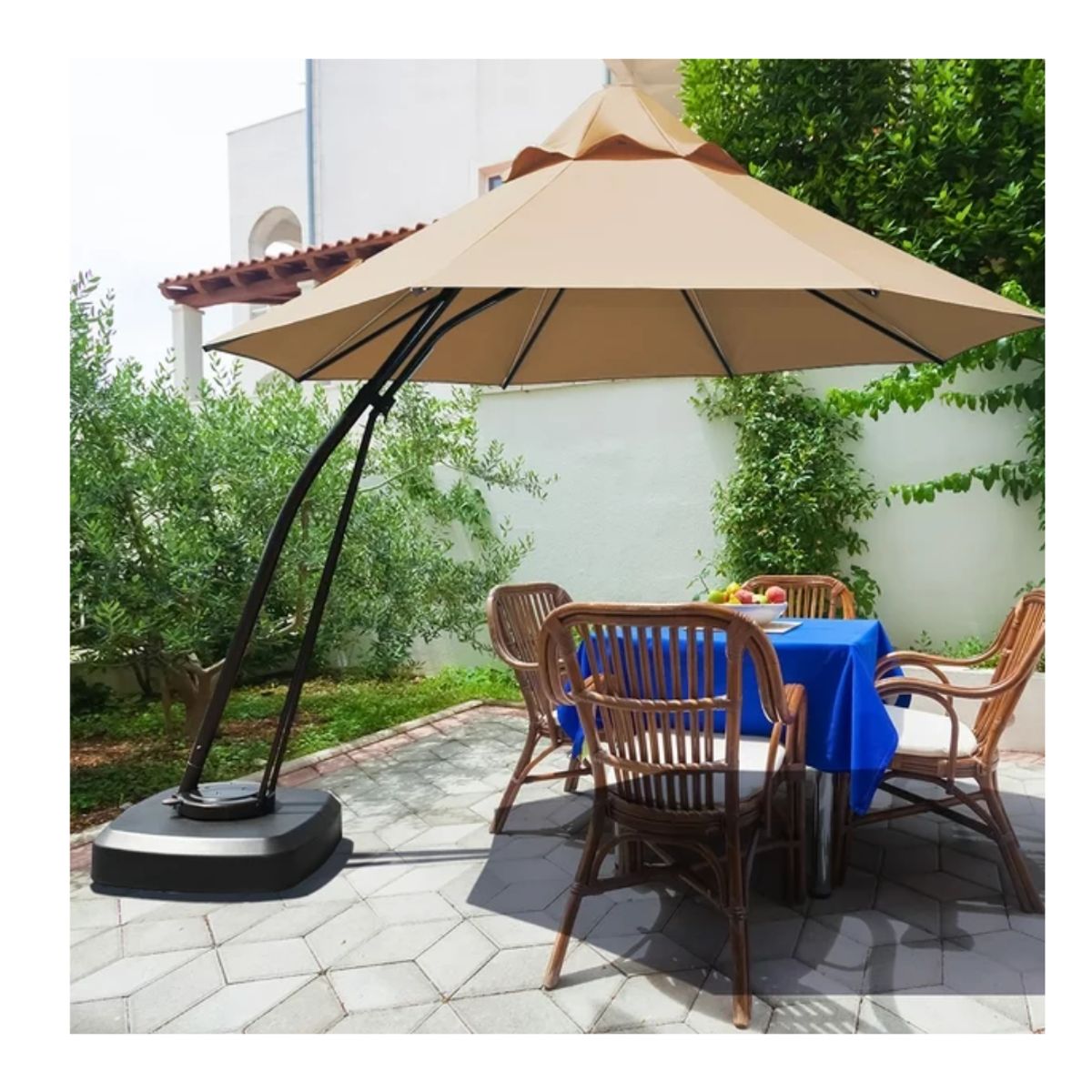 Outdoor Cantilever Offset Hanging Patio Umbrella - Beige