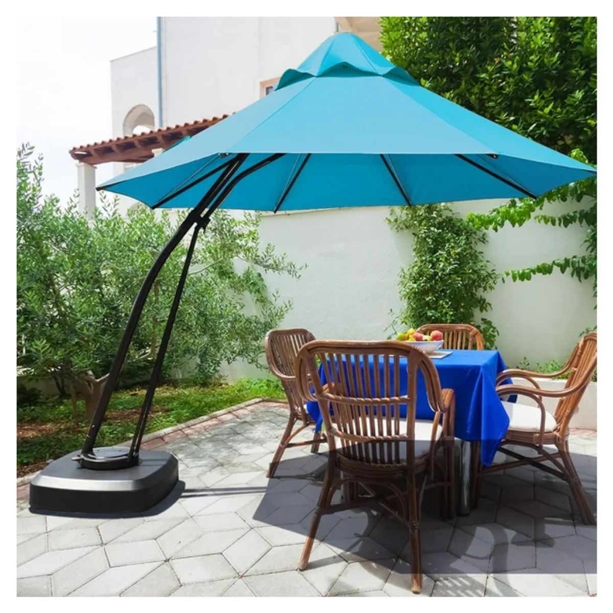 Outdoor Cantilever Offset Hanging Patio Umbrella - Navy