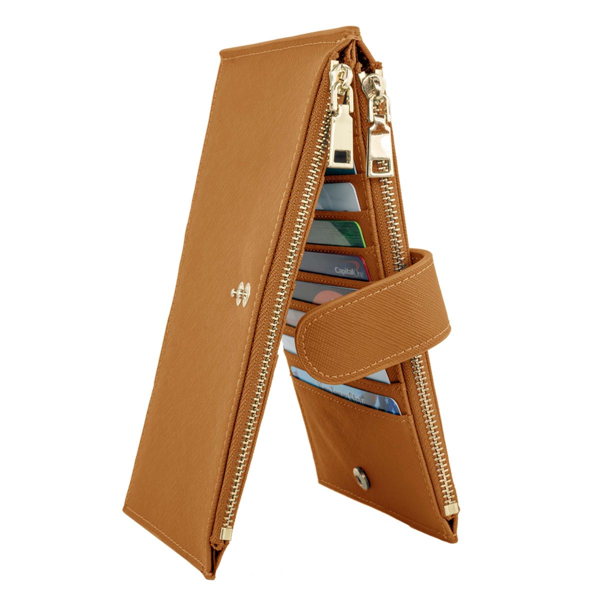 RFID Blocking Multi Card Wallet with Vaccination Card Slot - Light Brown