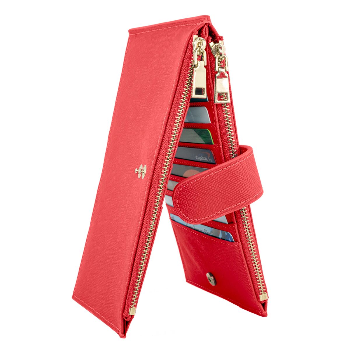 RFID Blocking Multi Card Wallet with Vaccination Card Slot - Red