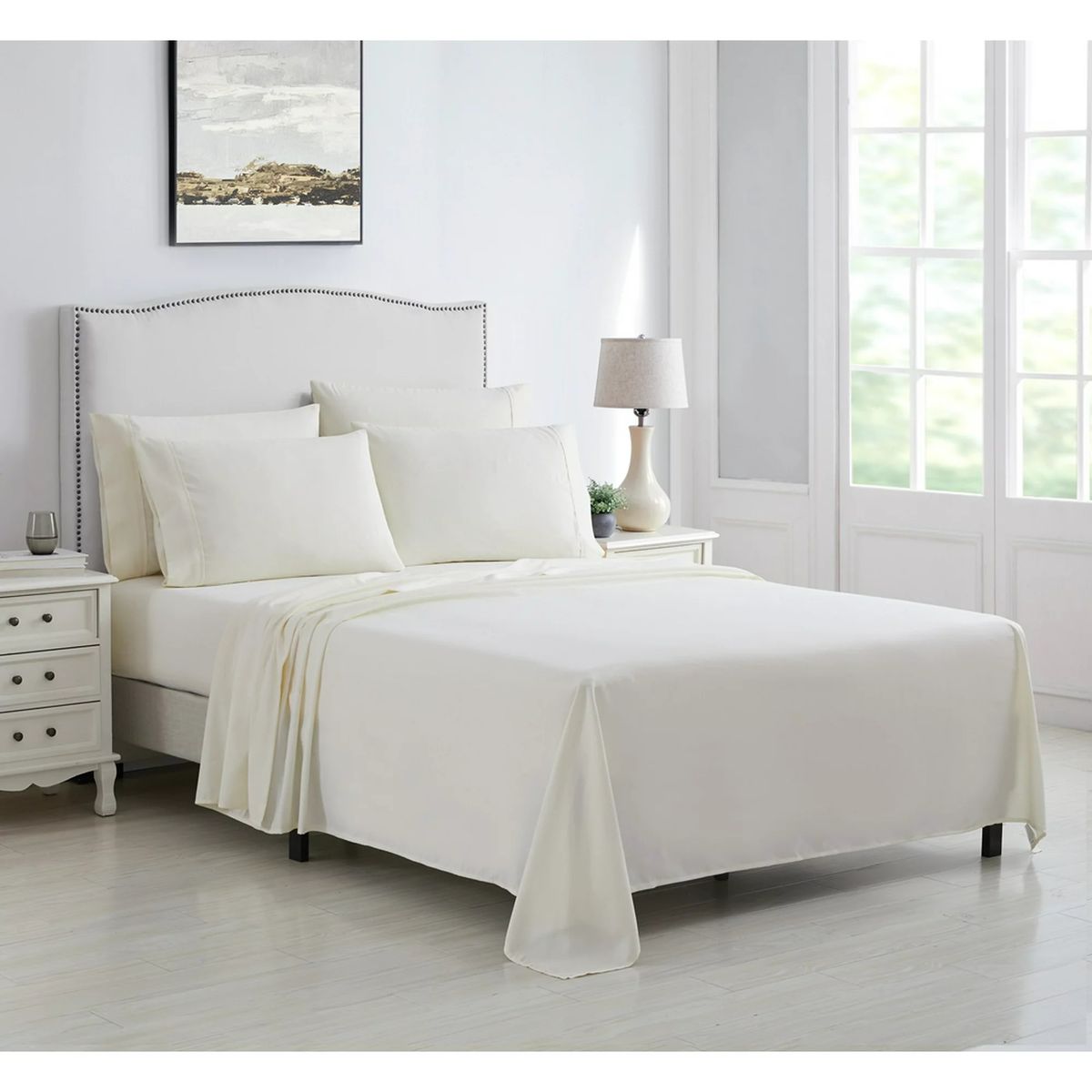 Kathy Ireland&reg; 6-Piece Brushed Microfiber Sheet Set - Kathy Ireland 6 Piece Brushed Microfiber Sheet Set - Full, Ivory