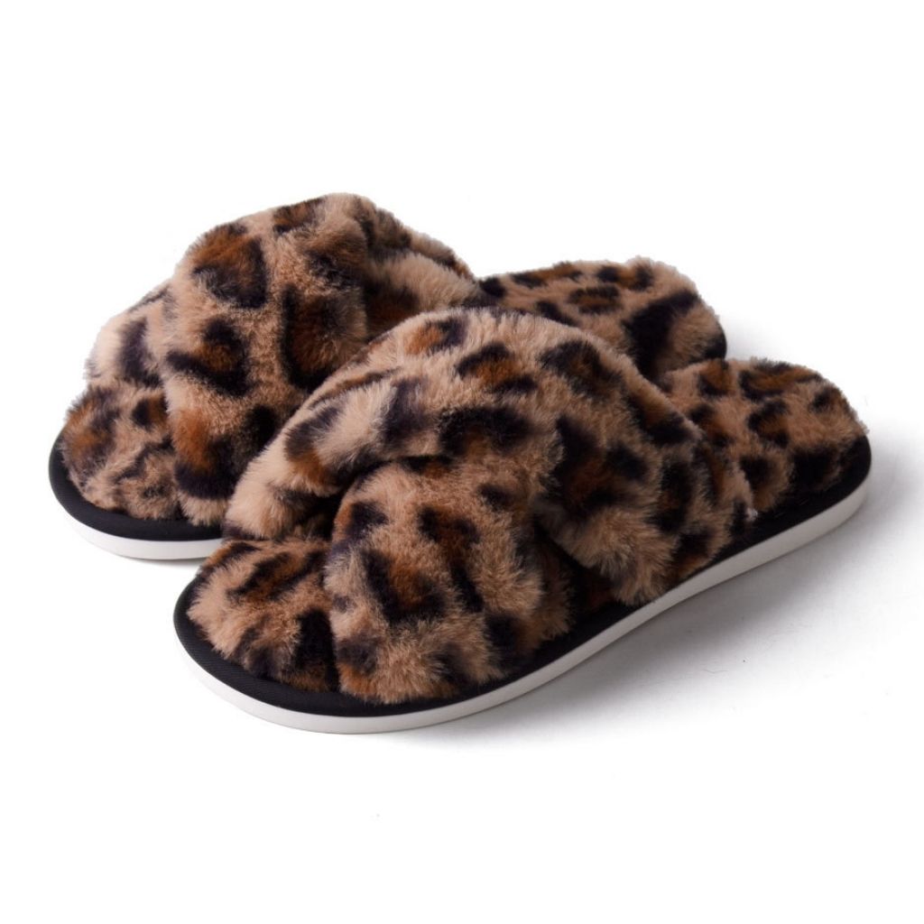 Sole Happy Comfy Toes Women's Slippers - Size 5/6 - Fierce Leopard