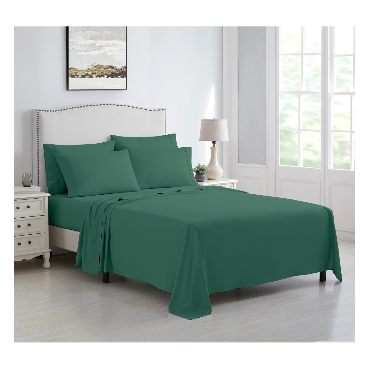 Kathy Ireland® 6-Piece Brushed Microfiber Sheet Set - Full - Pine Green