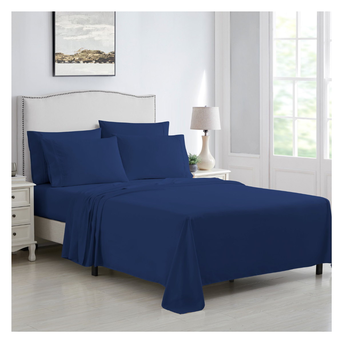 Kathy Ireland&reg; 6-Piece Brushed Microfiber Sheet Set - King - Navy Blue