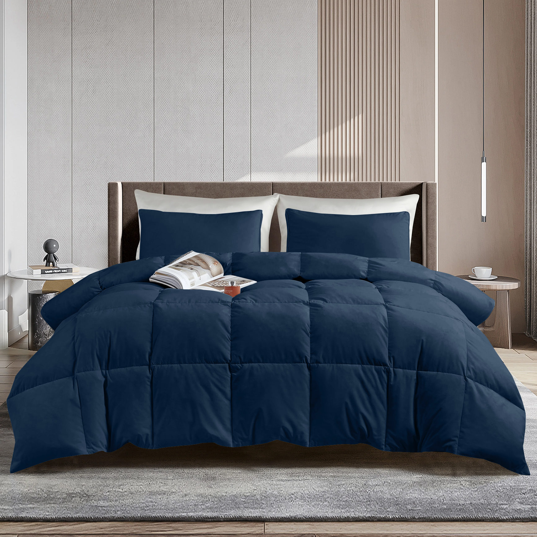 Hypoallergenic Luxury Goose Down-Alternative Comforter - Twin - Navy