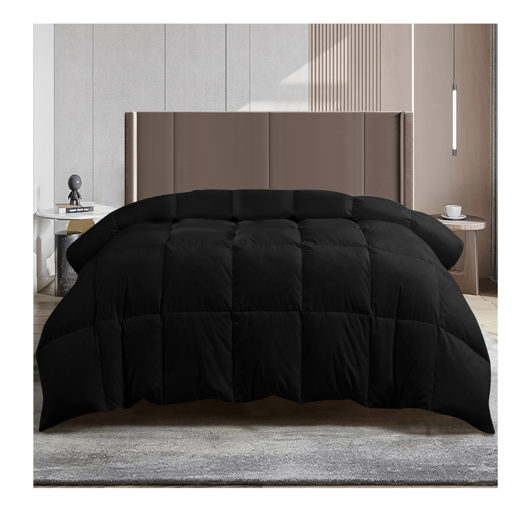 Hypoallergenic Luxury Goose Down-Alternative Comforter - Queen - Black