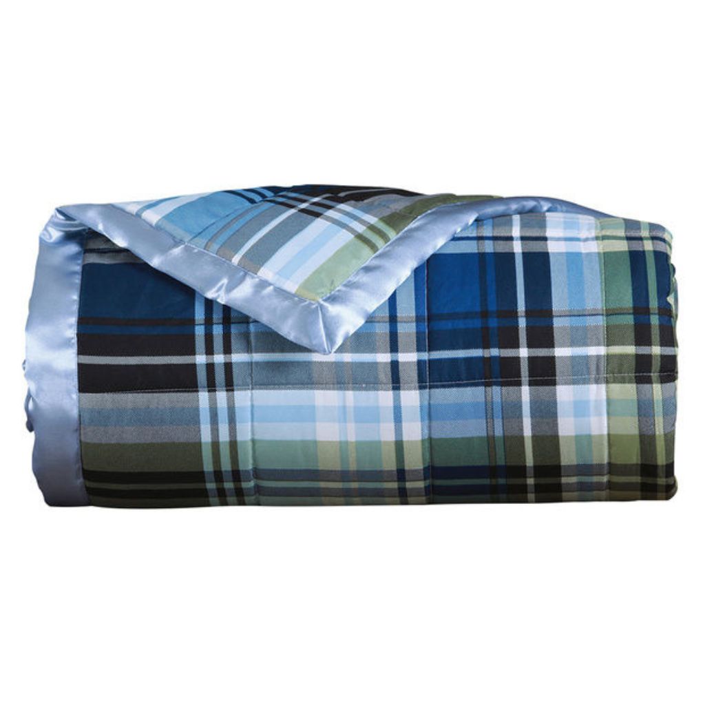 King-Size Luxury Microfiber Plaid Down-Alternative Blanket - Blue