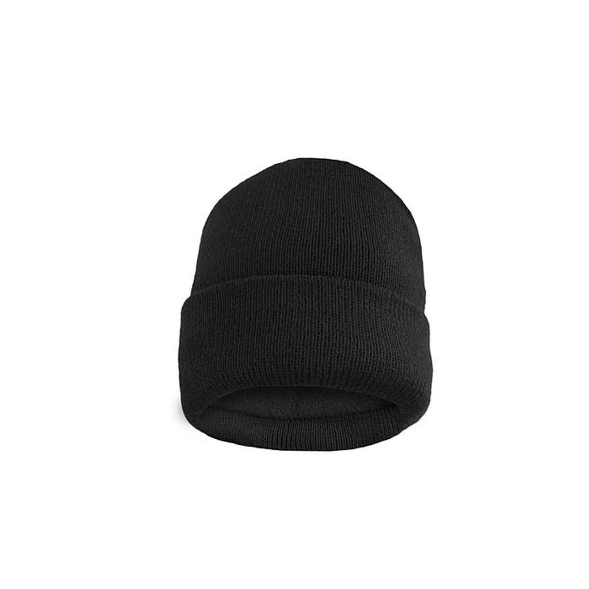 Insulated Fold-Over Winter Hat with Fleece Lining - Black