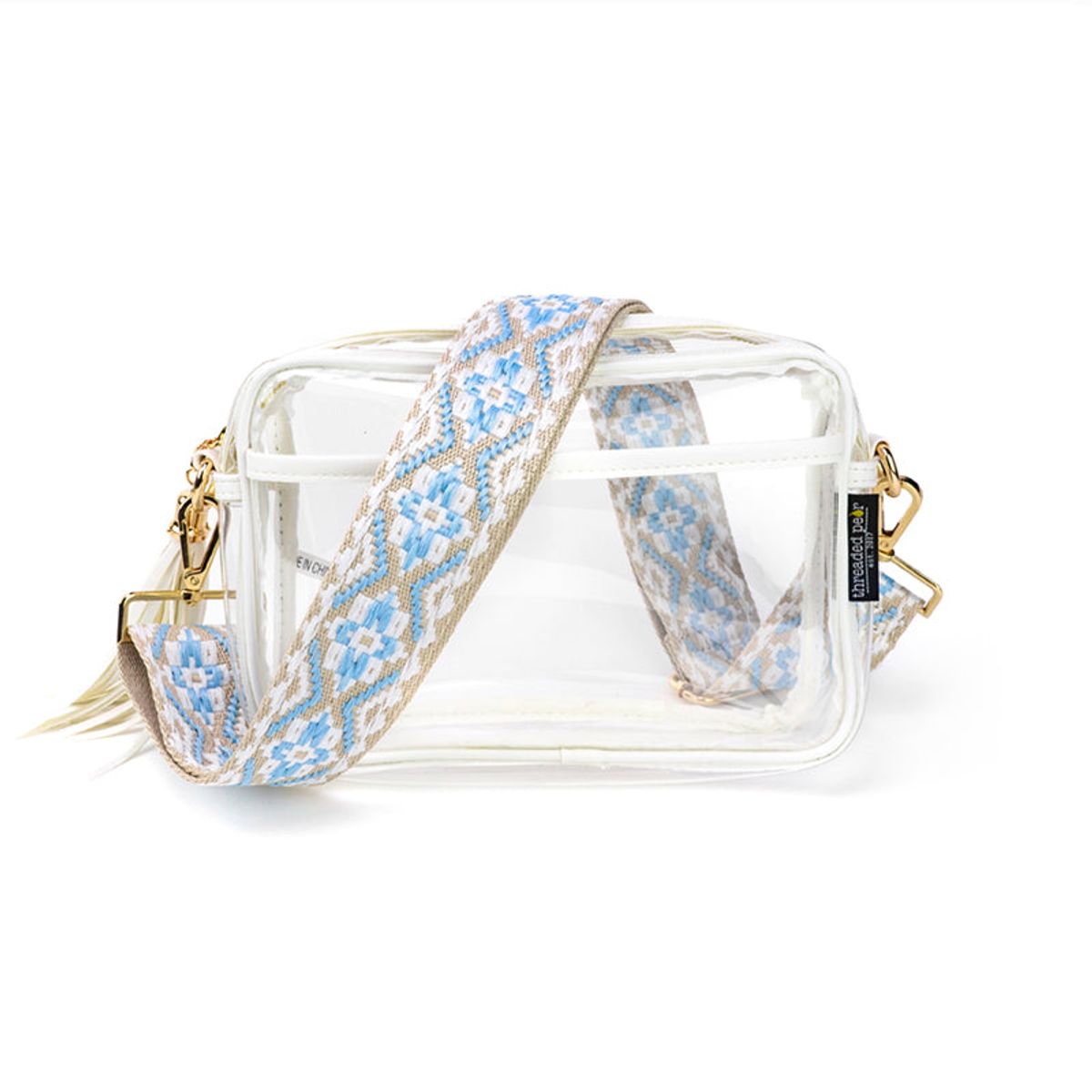 Clear Courtney Handbag | Choose Your Strap - White / Red/Green Stripe