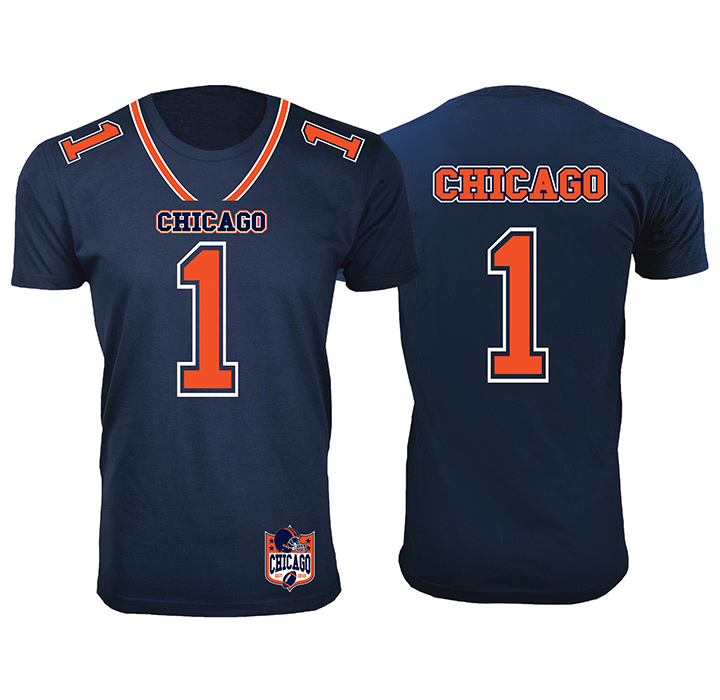 Football Team Jersey-Printed T-Shirt - Chicago - Navy / S