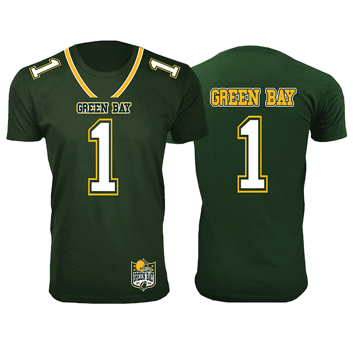 Football Team Jersey-Printed T-Shirt - Green Bay - Forest Green / S