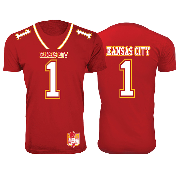 Football Team Jersey-Printed T-Shirt - Kansas City - Red / S