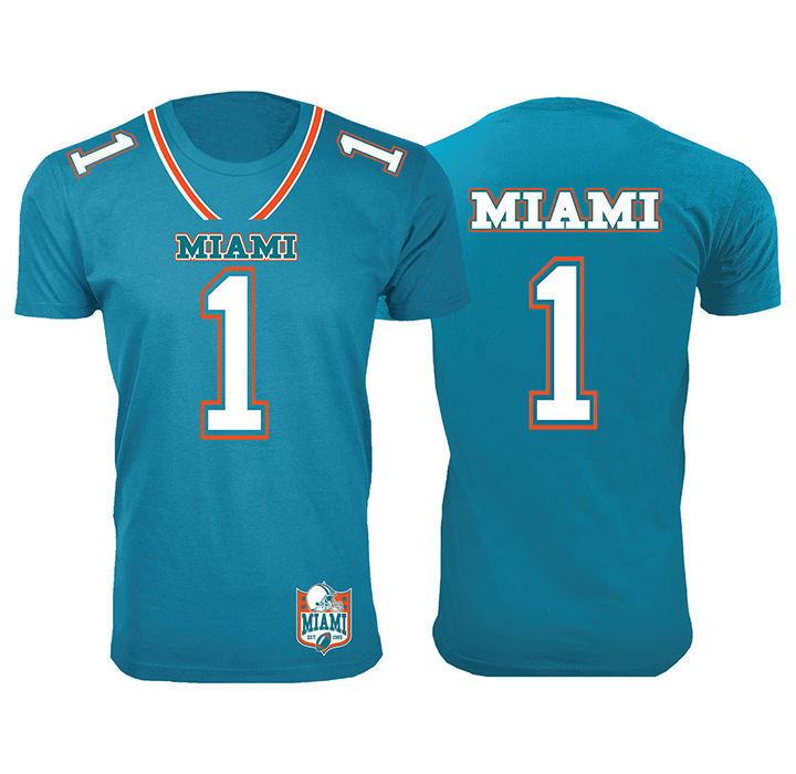 Football Team Jersey-Printed T-Shirt - Miami - Aqua / S