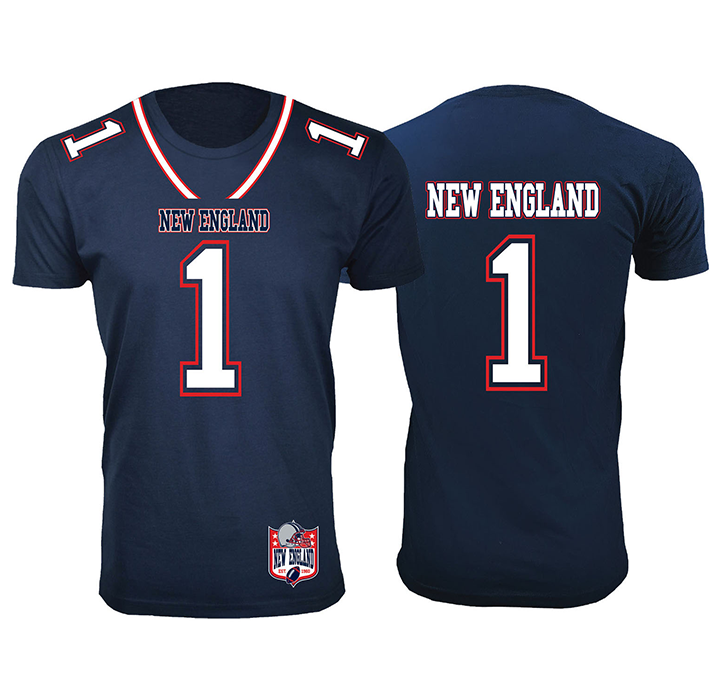Football Team Jersey-Printed T-Shirt - New England - Navy / S
