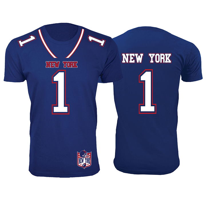 Football Team Jersey-Printed T-Shirt - New York - Royal Blue / 2XL