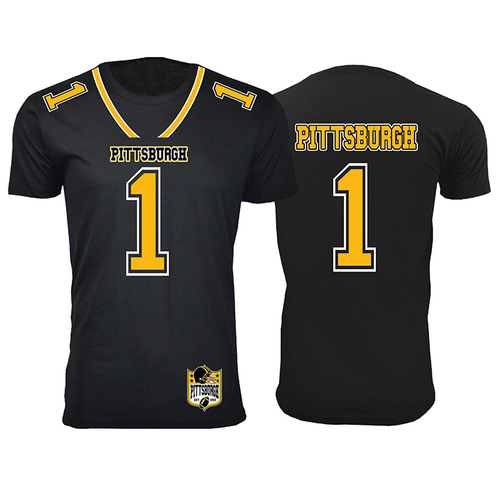 Football Team Jersey-Printed T-Shirt - Pittsburgh - Black / 3XL