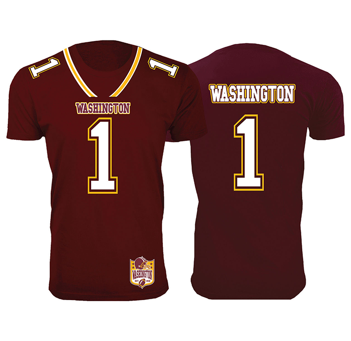 Football Team Jersey-Printed T-Shirt - Washington - Burgundy / S