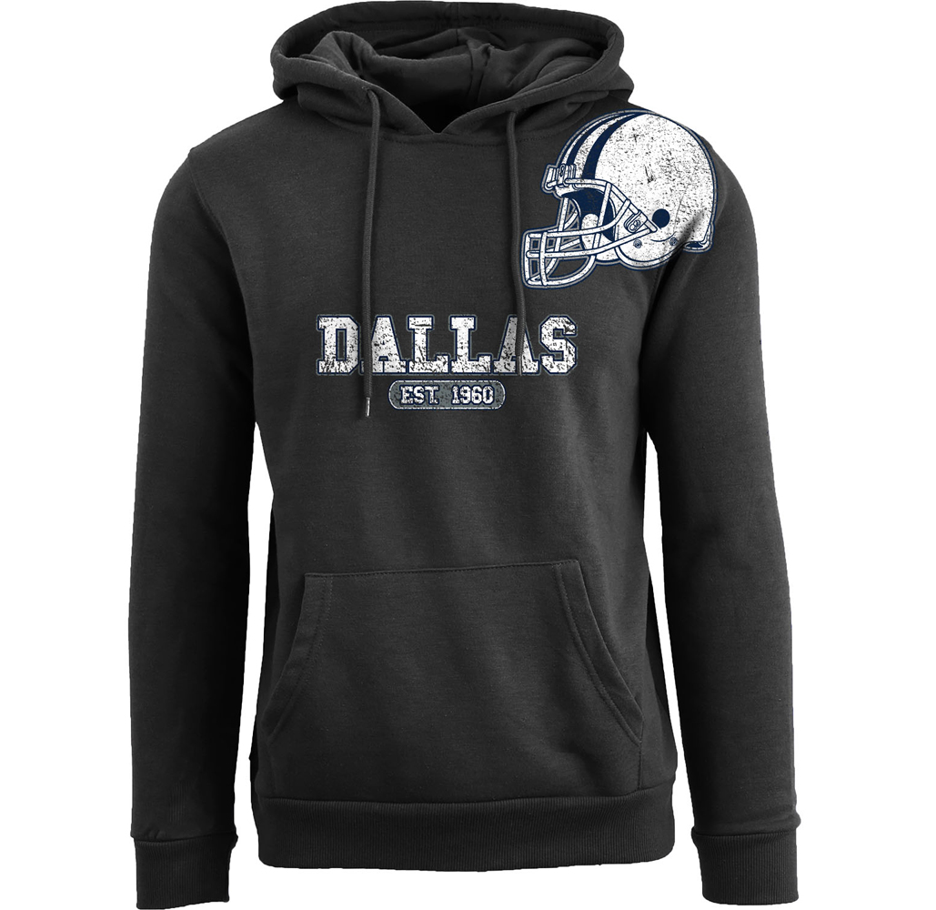 Football Team Helmet Pullover Hoodie - Men's Awesome Football Helmet Pull Over Hoodie - Dallas - Black / L