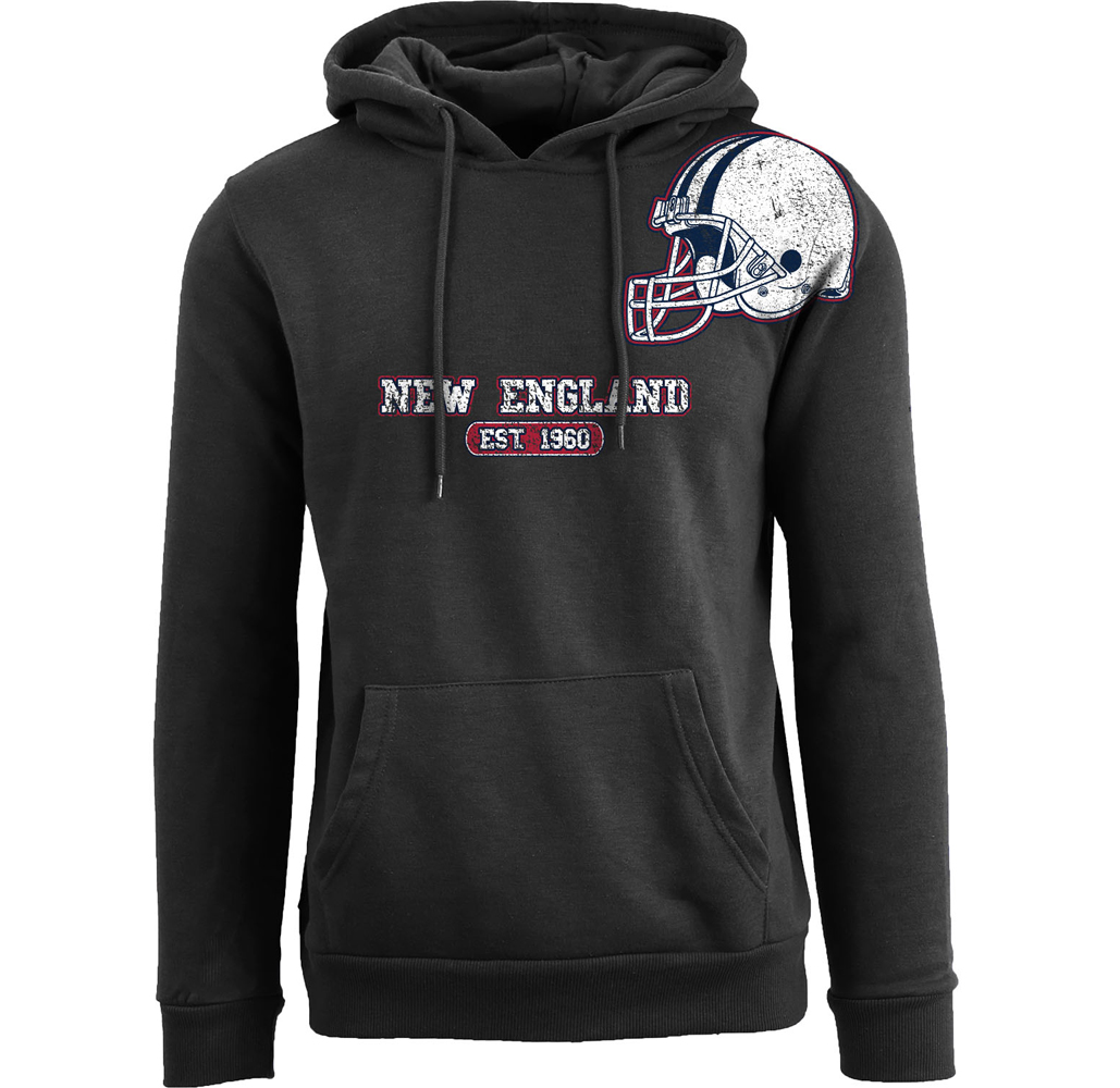 Football Team Helmet Pullover Hoodie - Men's Awesome Football Helmet Pull Over Hoodie - New England - Black / S