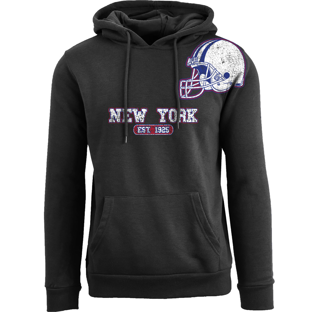 Football Team Helmet Pullover Hoodie - Men's Awesome Football Helmet Pull Over Hoodie - New York - Black / XL