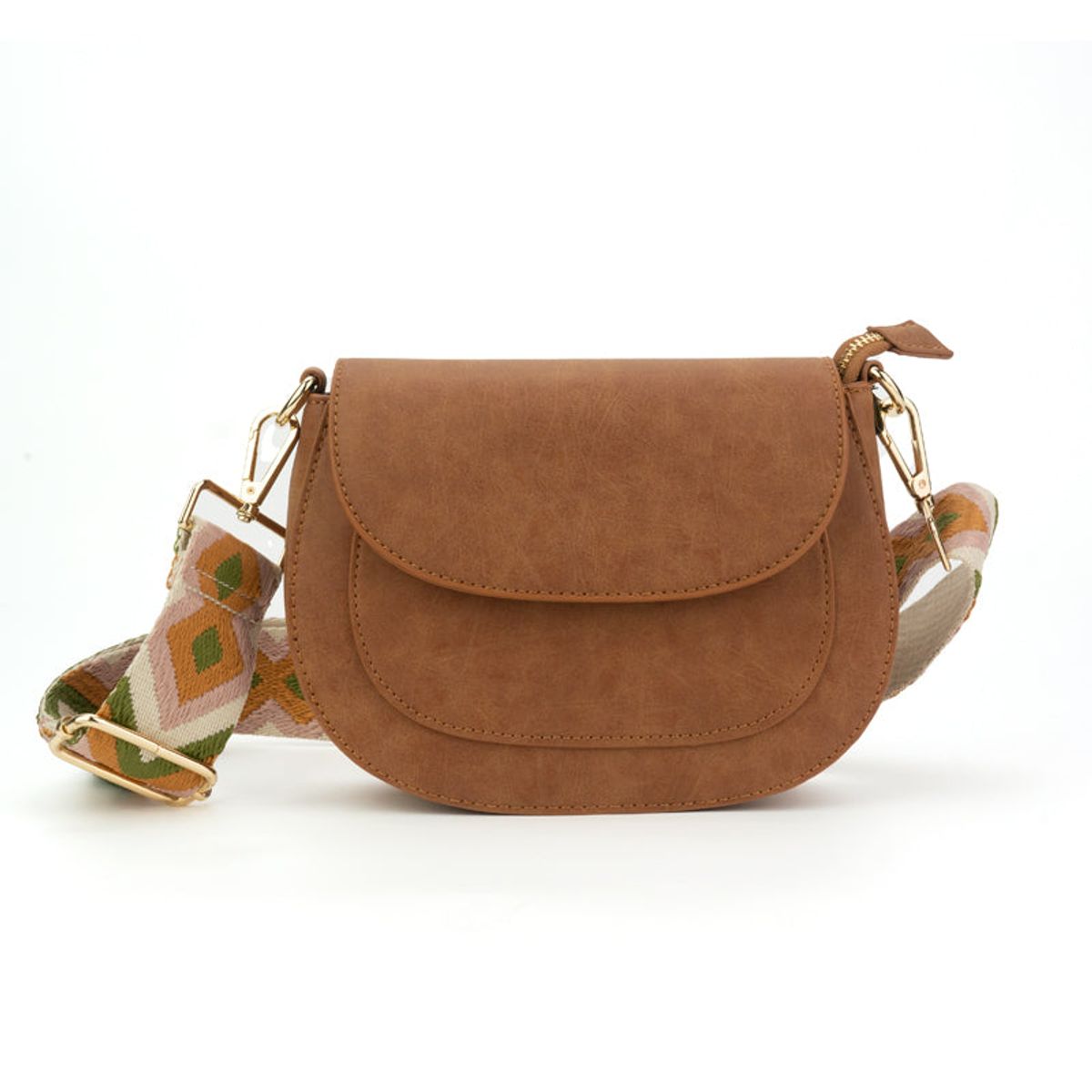 Choose Your Strap Quinn Crossbody Bag - Brown / Blue/Silver Stripe