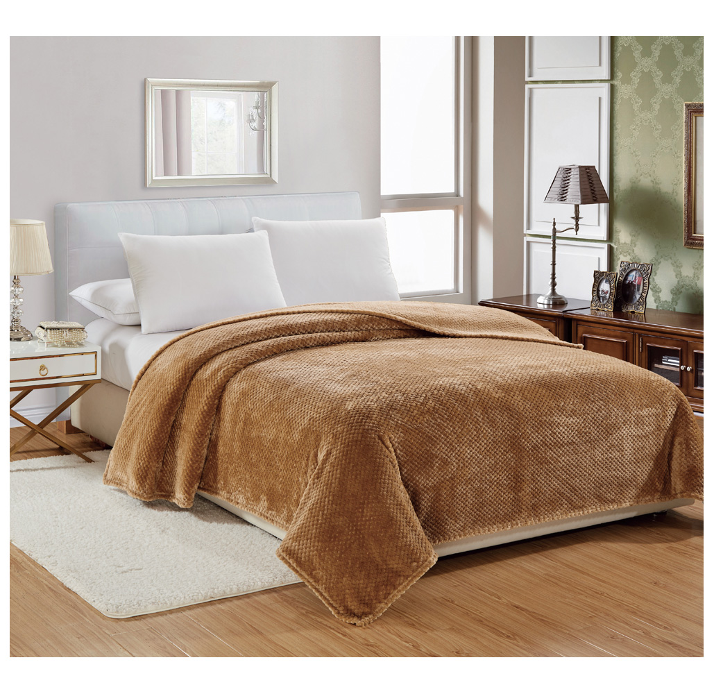 Noble House™ Popcorn Textured Microplush Blanket (4 Sizes) - Queen - Tan