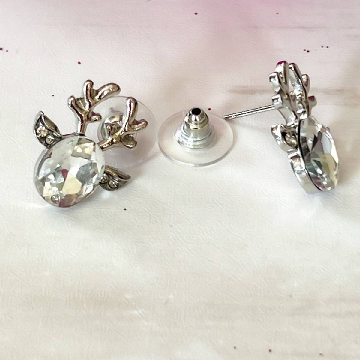 Women's Jolly Jewelry - clear jewel reindeer earrings