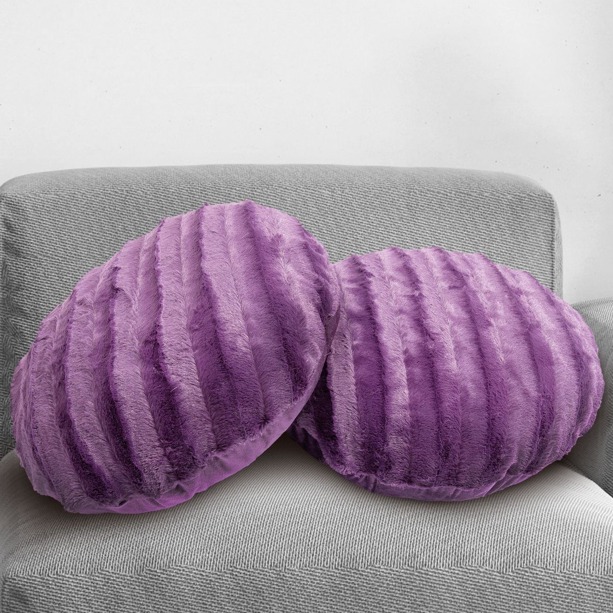 Cheer Collection&reg; 18-Inch Ultra Soft Round Throw Pillows (Set of 2) - Purple