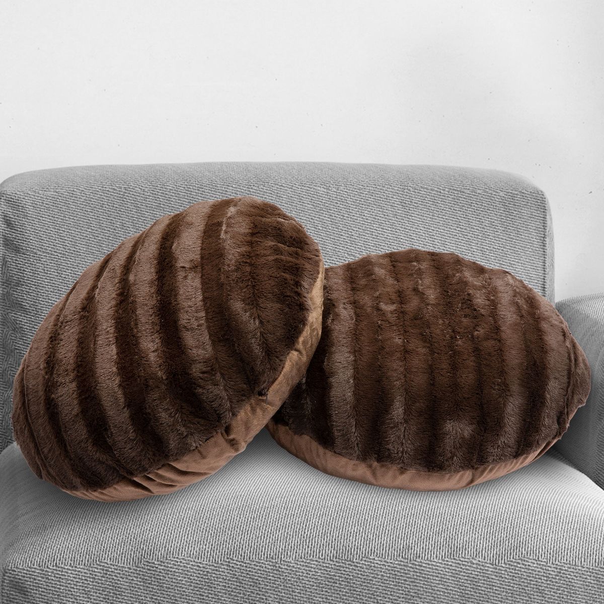 Cheer Collection® 18-Inch Ultra Soft Round Throw Pillows (Set of 2) - Chocolate
