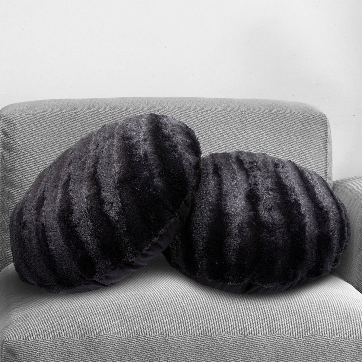 Cheer Collection® 18-Inch Ultra Soft Round Throw Pillows (Set of 2) - Black