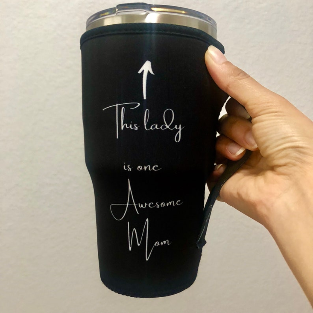 Inspired Tumbler Sleeve with Handle (1- or 5-Pack) - Black - MOM