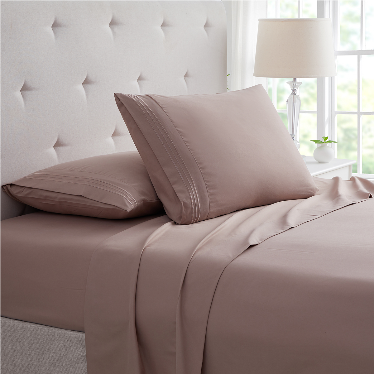Bamboo Comfort® 3-Line Bamboo Sheet Set - Bamboo 4 Piece Luxury Solid Sheet Set, King - Taupe