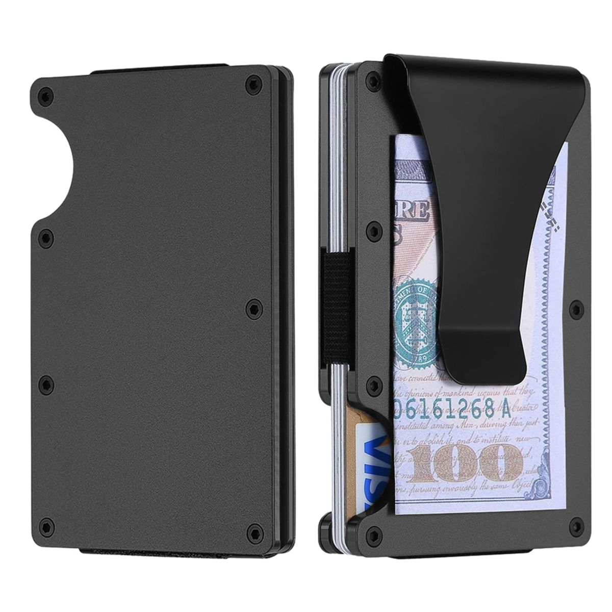 Men's RFID-Blocking Slim Minimalist Wallet with Money Clip (2-Pack) - Black