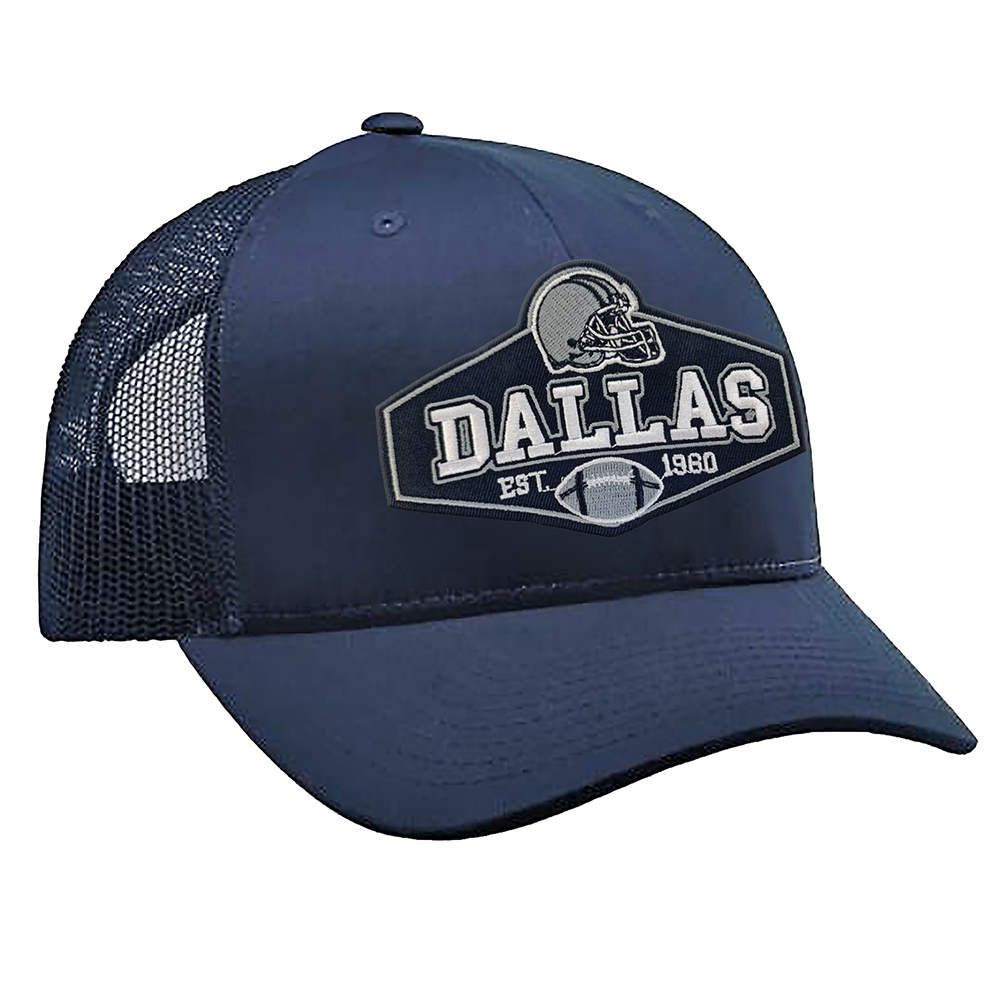 Embroidered Football Trucker Cap - Dallas Diamond - Navy