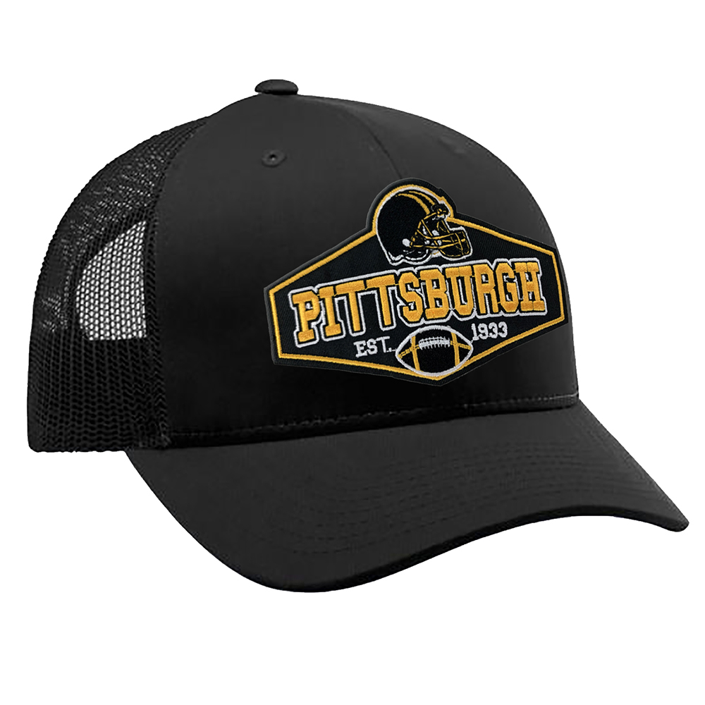 Embroidered Football Trucker Cap - Pittsburgh Diamond - Black